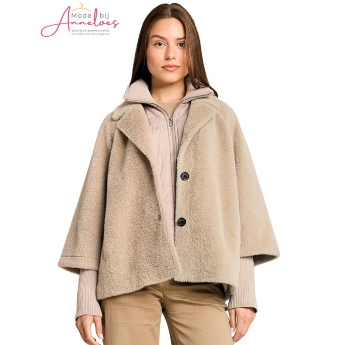 Tom Tailor Cosy Cape winterjas 1051134 - soft taupe Tom Tailor Cosy Cape winterjas 1051134 - soft taupe